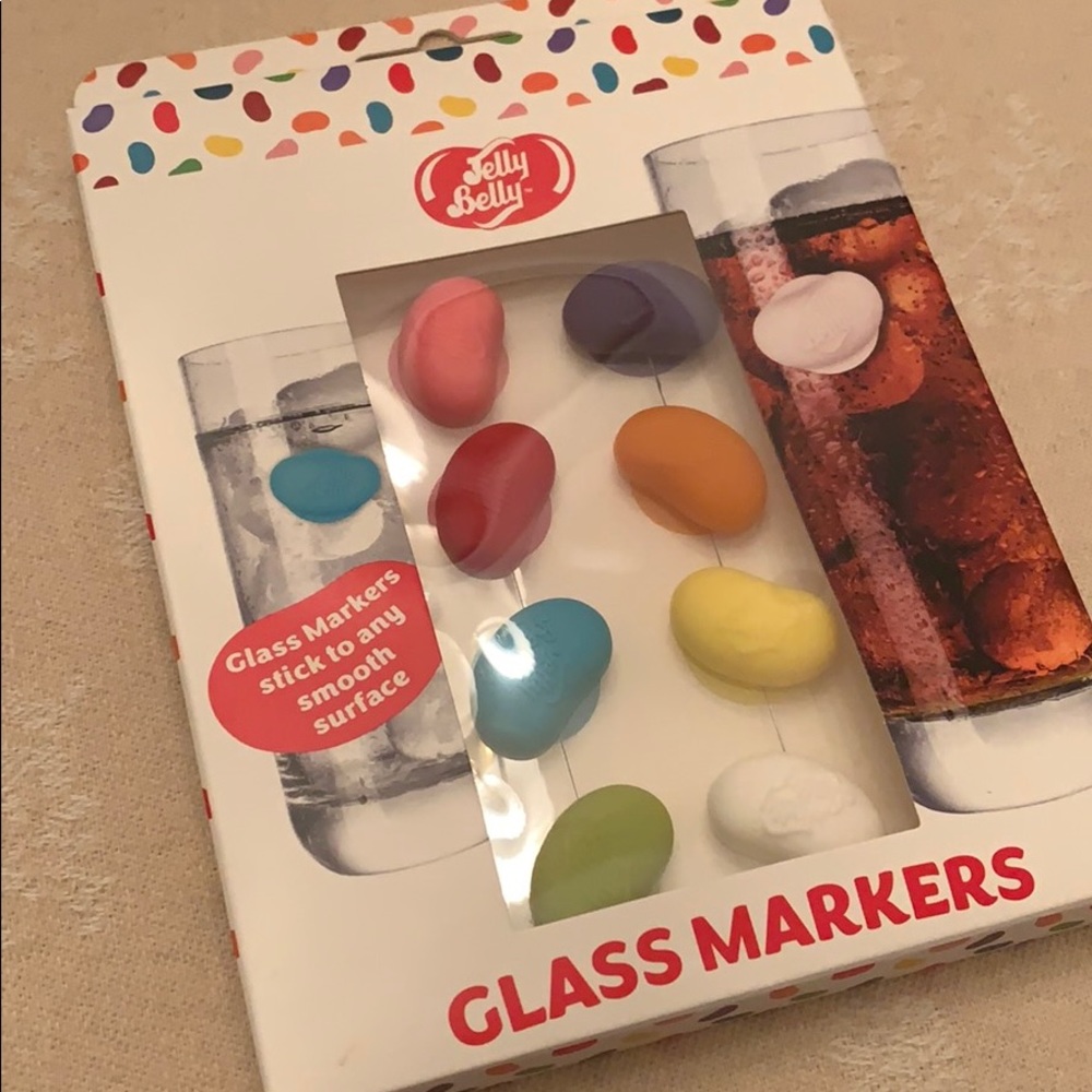 Jelly Belly glass markers for parties 8 count new